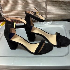 Stuart Weitzman Black Suede Ankle Strap Heels